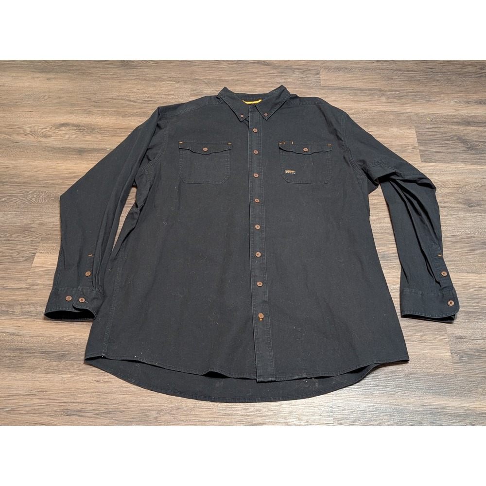 Ariat Rebar Long Sleeve Button Up Work‎ Shirt Men's XXL-Tall Black Utility READ